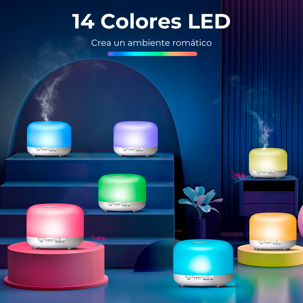 Humidificador LED Difusor Aromas 500ml + Esencia Aromaterapia