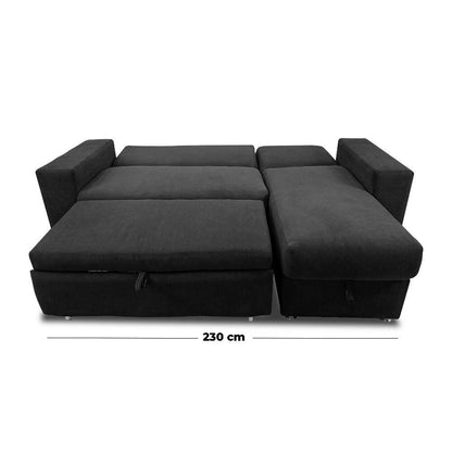 Sala modular baúl negra con cojines