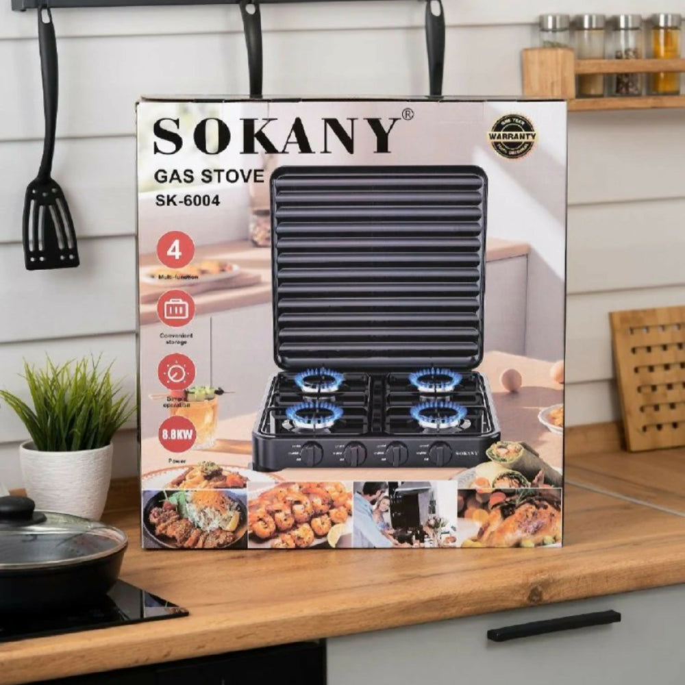 Estufa De Mesa A Gas Sokany 4 Puestos De Acero Inoxidable