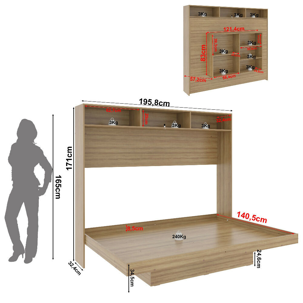 Cama Abatible Doble Ibiza, Almendra