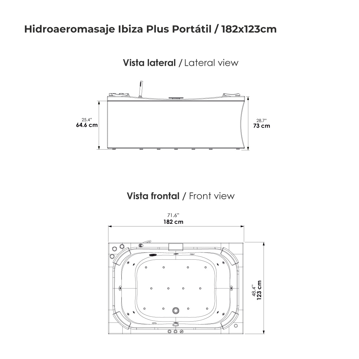 Hidromasaje Portátil Ibiza Plus 182X123 con Terapias