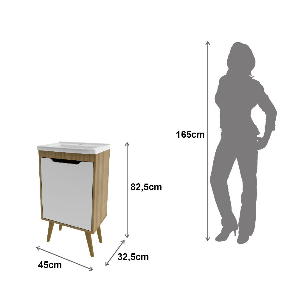 Mueble de baño con lavamanos Nexo - Almendra/Blanco