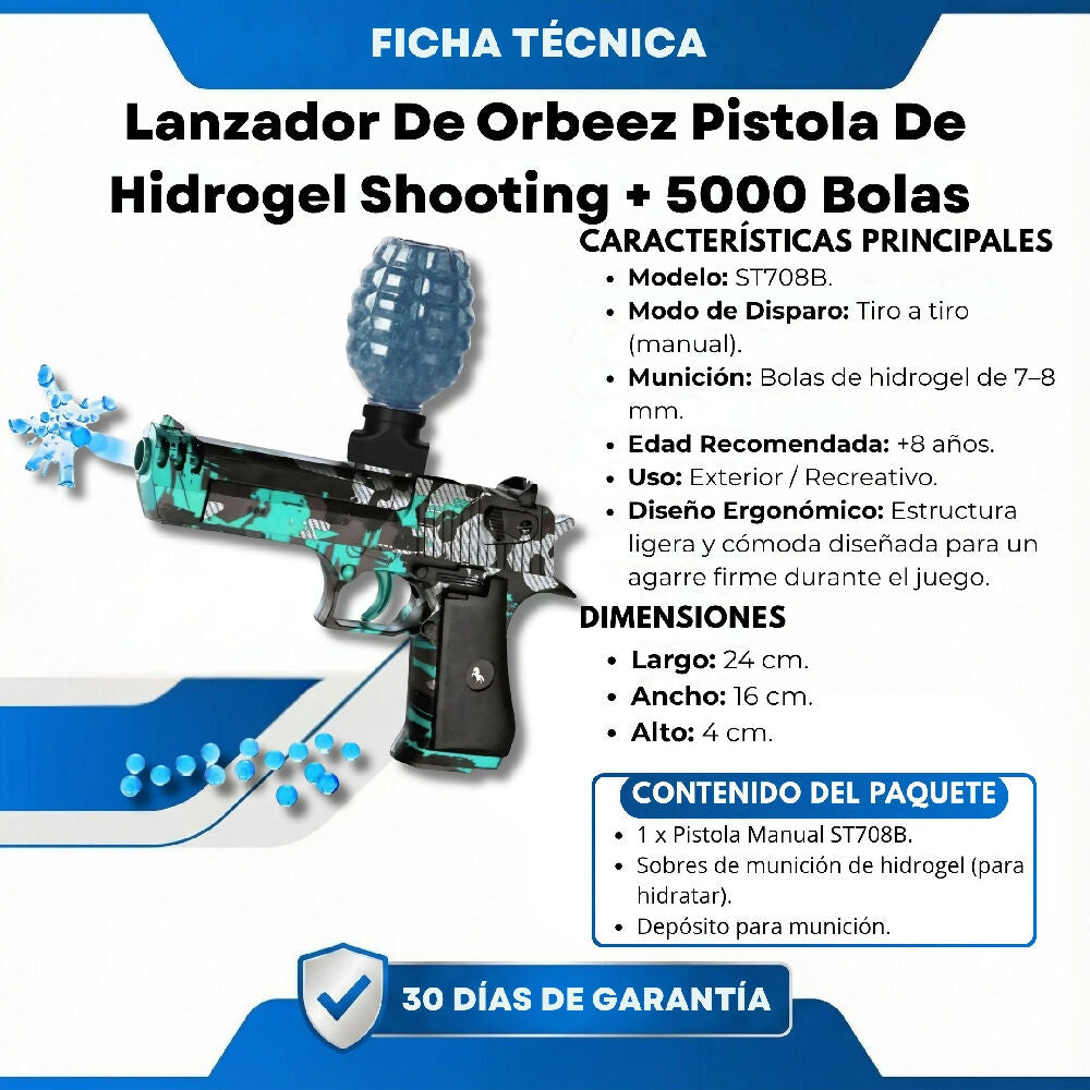 Lanzador De Orbeez Pistola De Hidrogel Shooting + 5000 Bolas