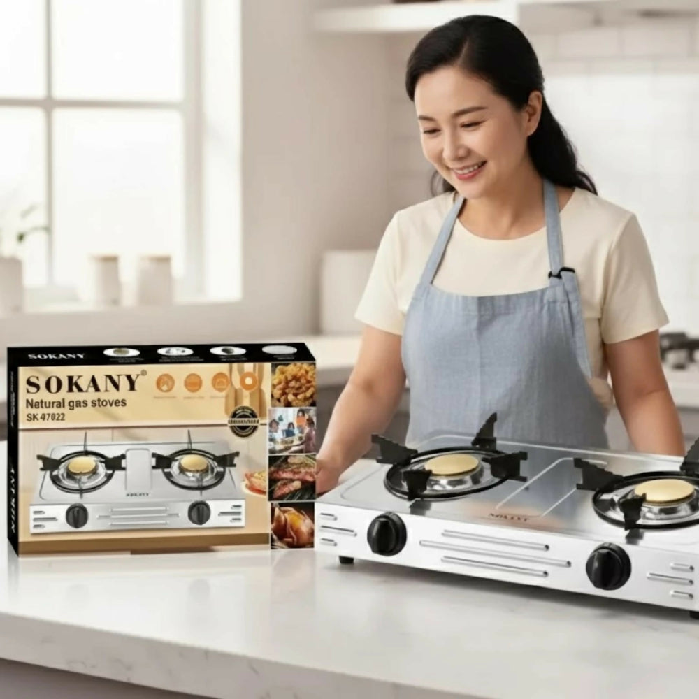 Estufa Sokany 2 Puestos SK-07022 Moderno en Acero Inoxidable