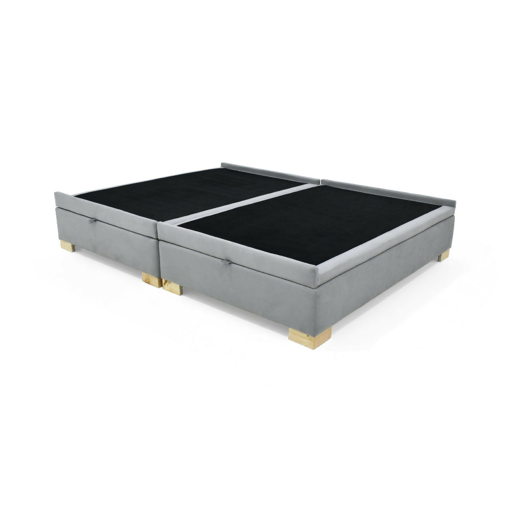 Base Cama Baul Aveiro Doble 140x190 Tela Plata