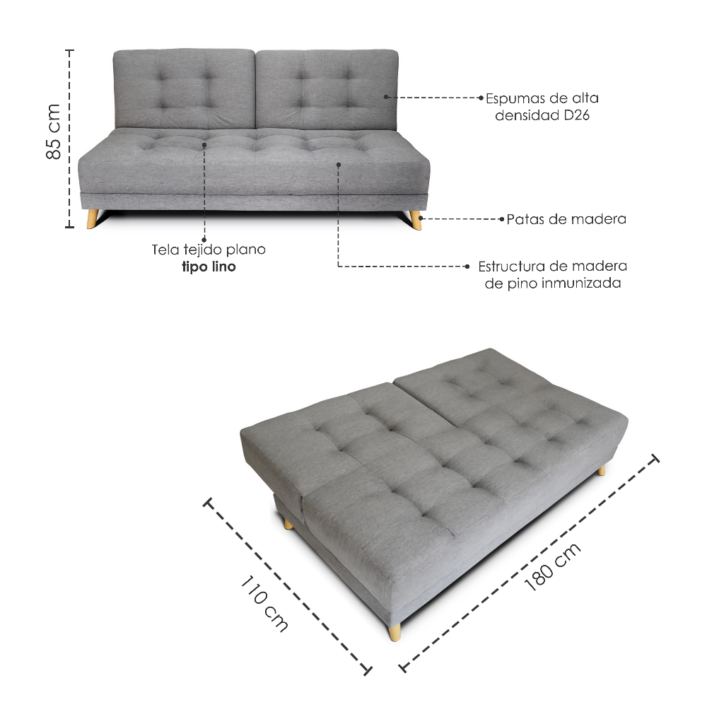 Sofa cama Clic Clac Multifuncional Cavalli Gris
