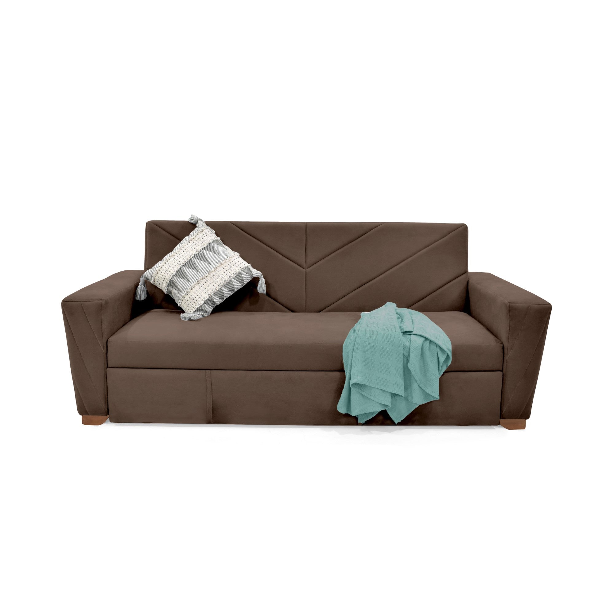 Sofa Cama Vancouver 3 Puestos Tela Chocolate