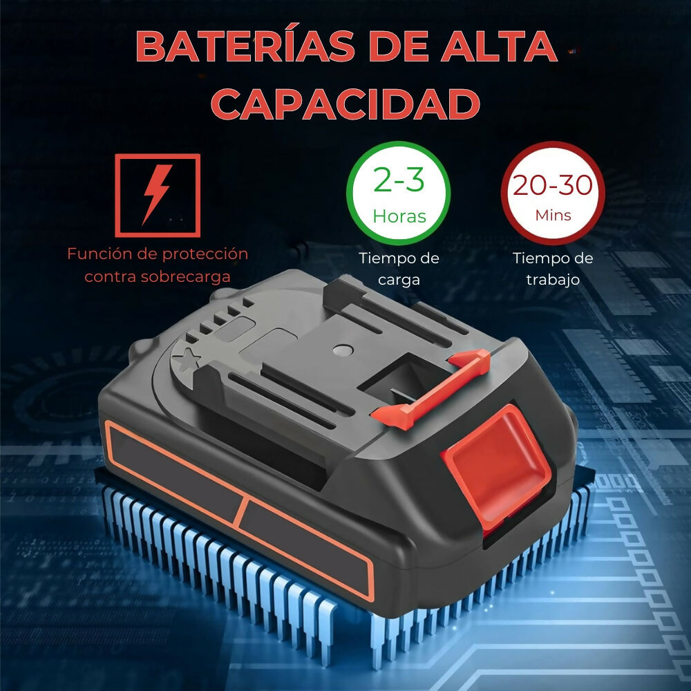 Motosierra Eléctrica Dos Baterías Recargables Sierra Cadena