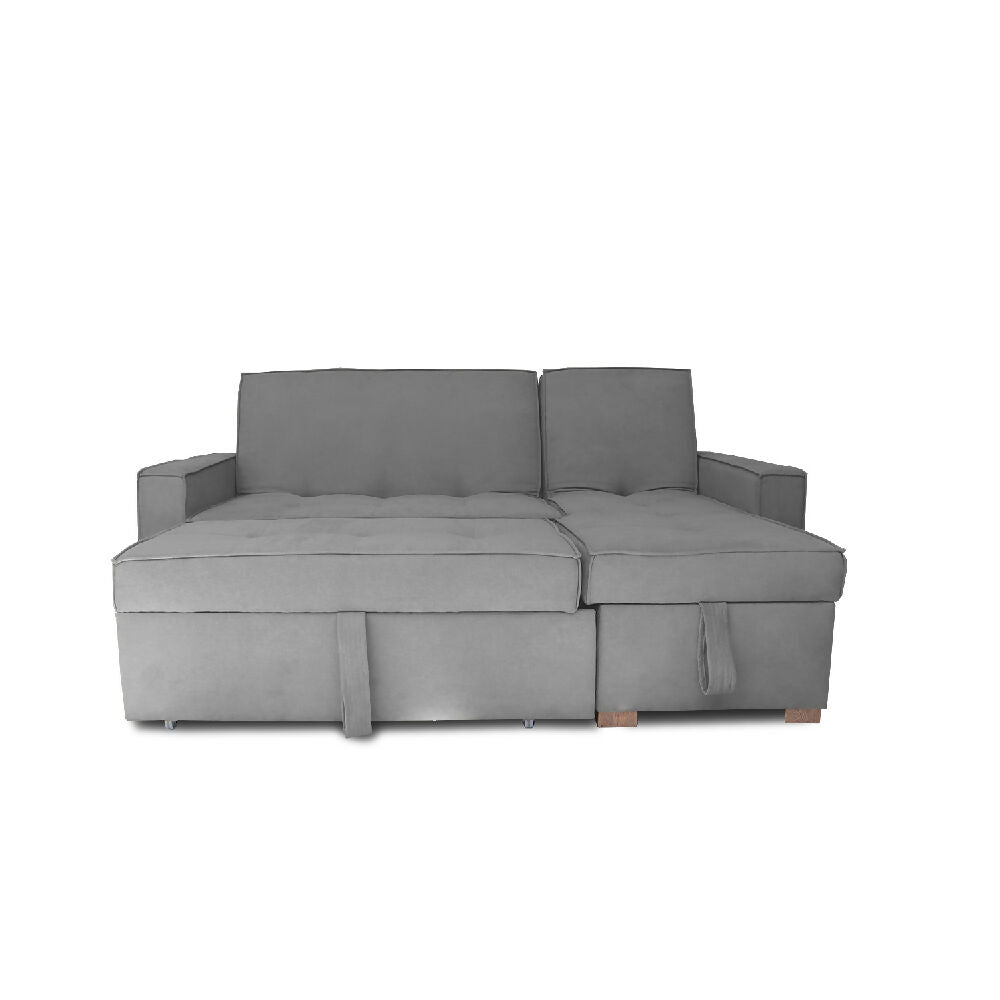 Esquinero Baúl Marsella Multifuncional Reclinable Derecho Gris + Cojines Decorativos