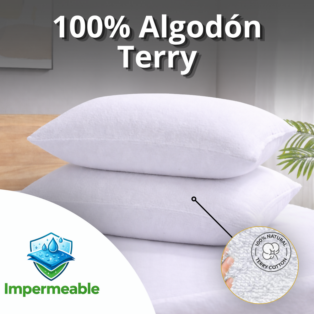Protector almohada 100% impermeable antifluido terry 50x70cm Set x2