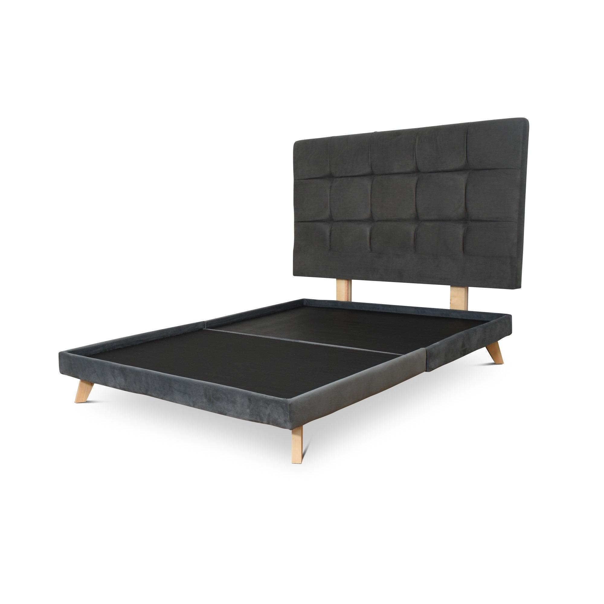 Set Cabecero Capitoneado Brend y Basecama Queen Gris