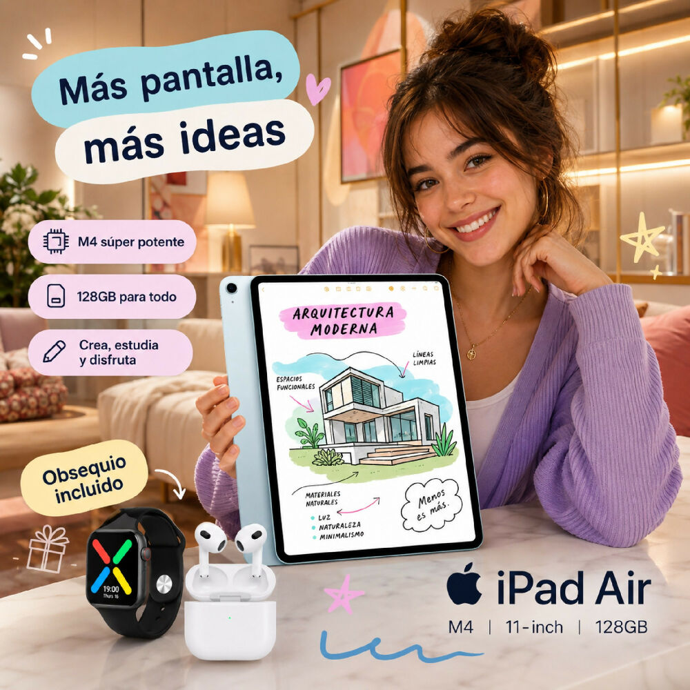 Tablet Apple Ipad Air M4 De 11 Pulgadas 128gb Wifi Diseño Ultrafino Celeste + Obsequio