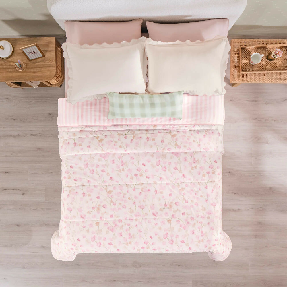 Juego Edredon Cottage, para Cama Sencilla, 2 Vistas (Incluye 1 Funda 1 Cojín)