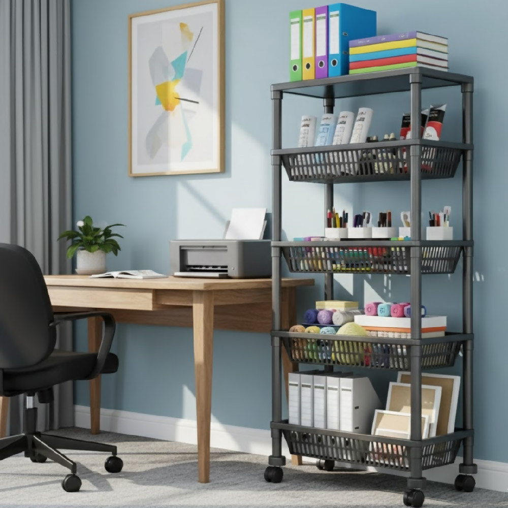 Estante Organizador 5 Niveles Con Ruedas Multiusos YH6710-5A – Estantería Móvil Para Cocina, Baño Y Hogar