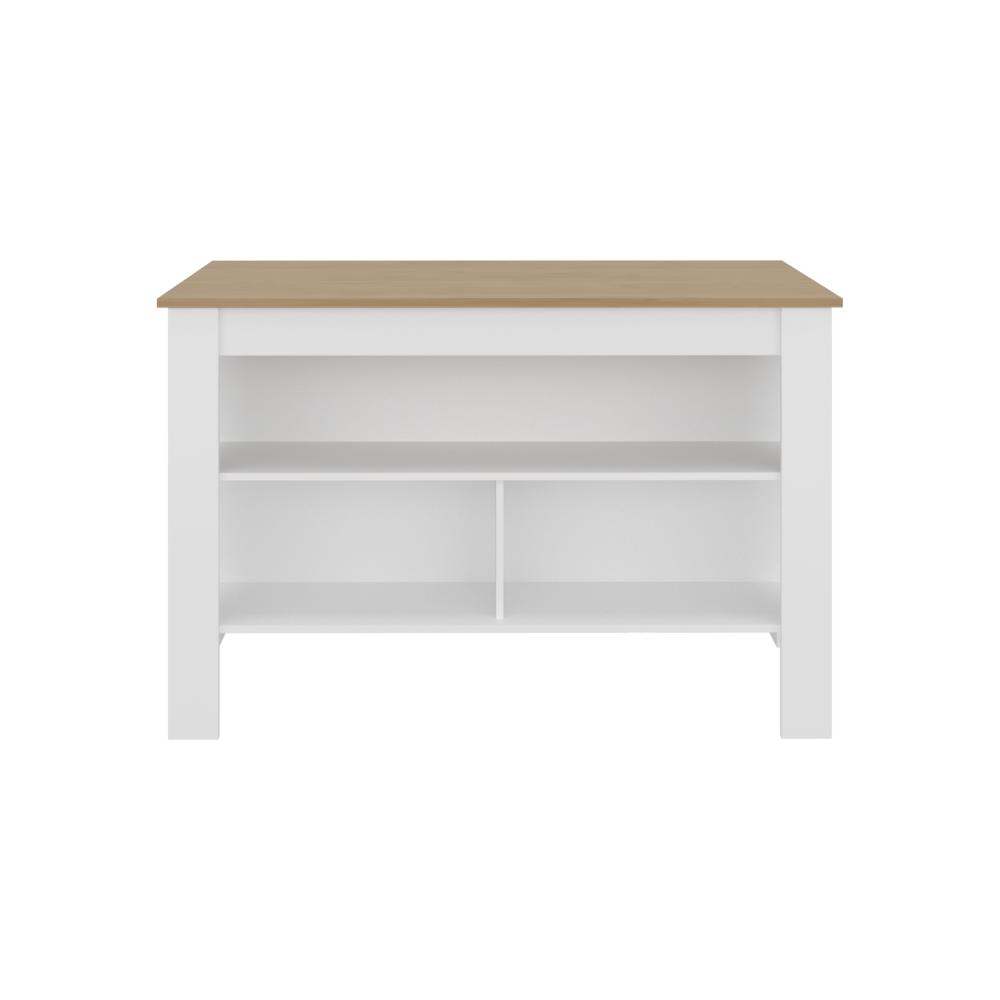 Barra de Cocina Cala, Kronos Blanco y Kronos Fresno, Con amplia superficie en la mesa ZF