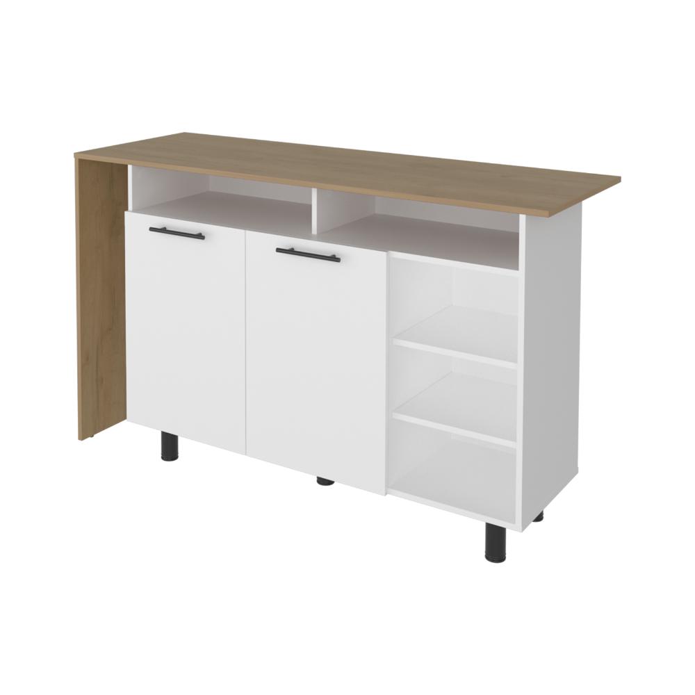 Barra de Cocina Corsia, Kronos Blanco y Kronos Fresno, con Dos Puertas Abatibles  ZF