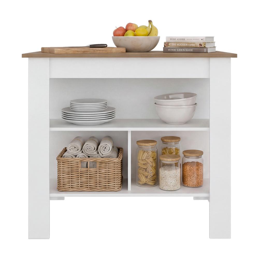 Barra de Cocina Cala, Kronos Blanco y Kronos Fresno, con Amplia Superficie en la Mesa ZF
