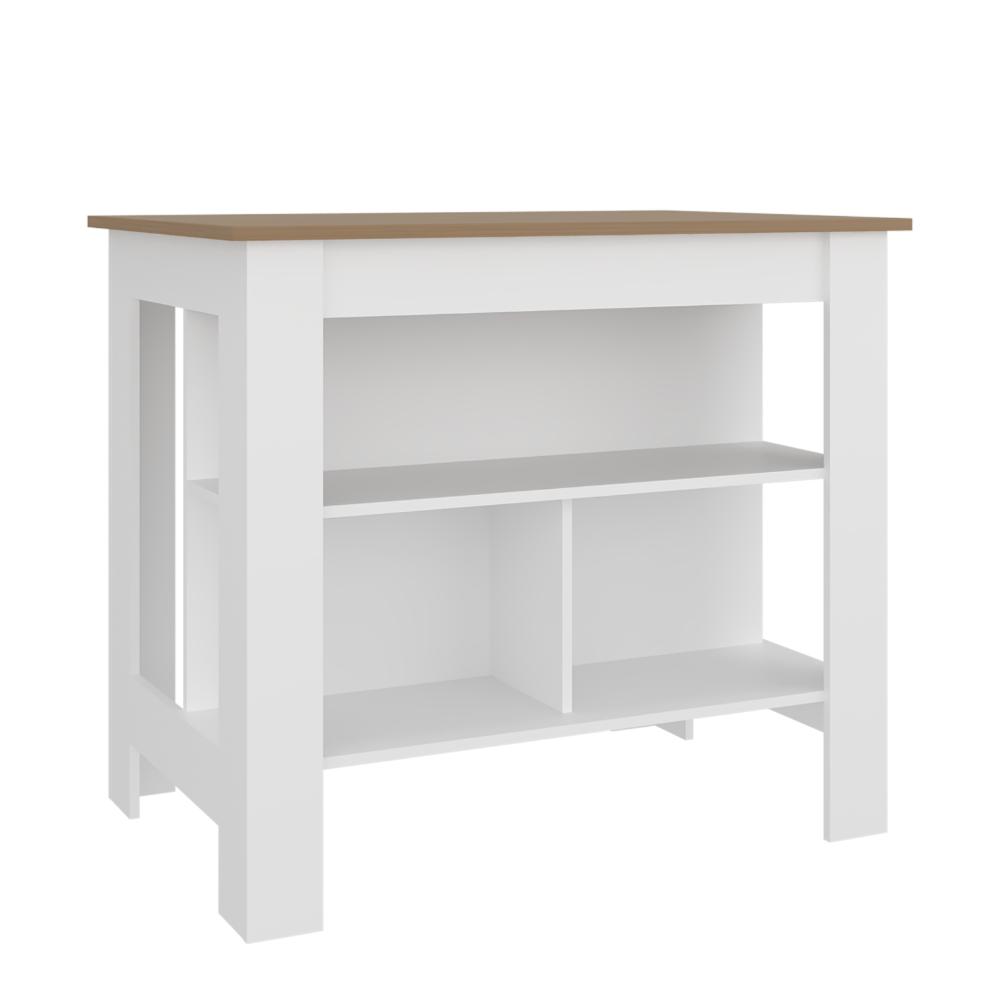 Barra de Cocina Cala, Kronos Blanco y Kronos Fresno, con Amplia Superficie en la Mesa ZF