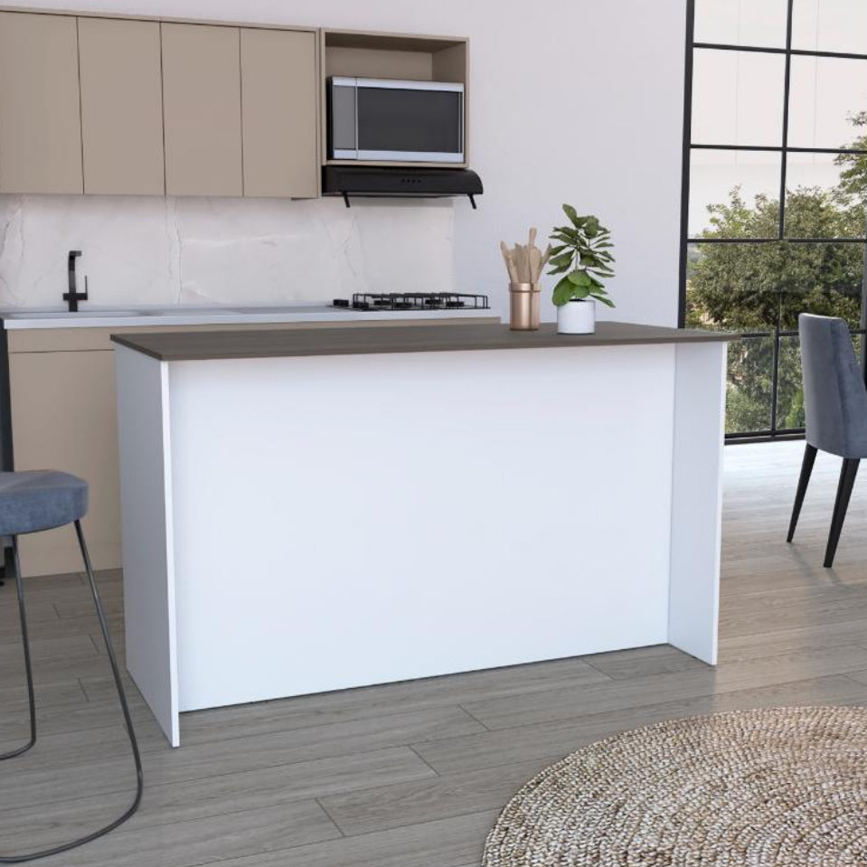 Barra de Cocina Ginger, Blanco y Milán, Contiene Tres Entrepaños para Guardar Objetos de Cocina