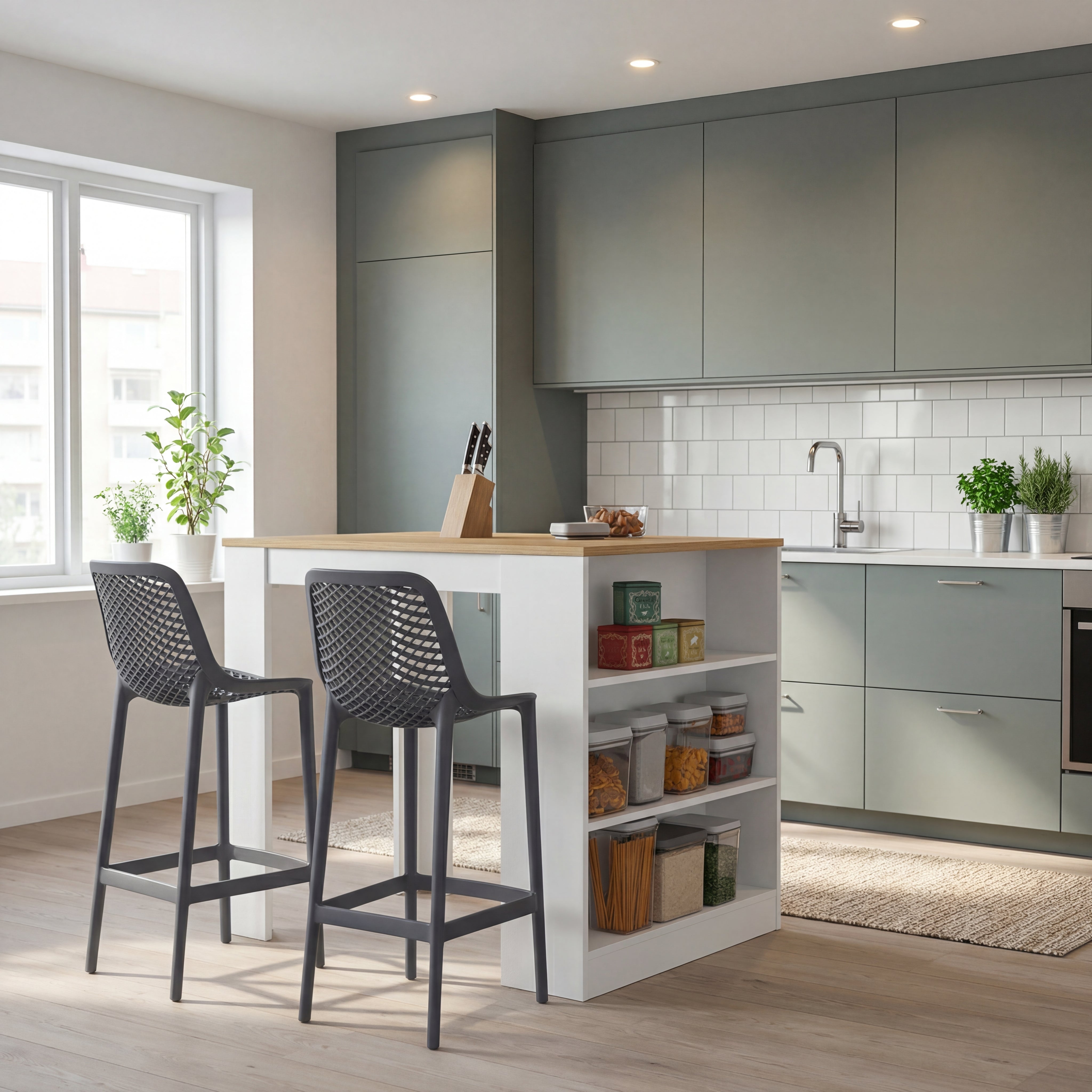 Combo de cocina Glicina, Incluye Barra de Cocina y 2 Sillas