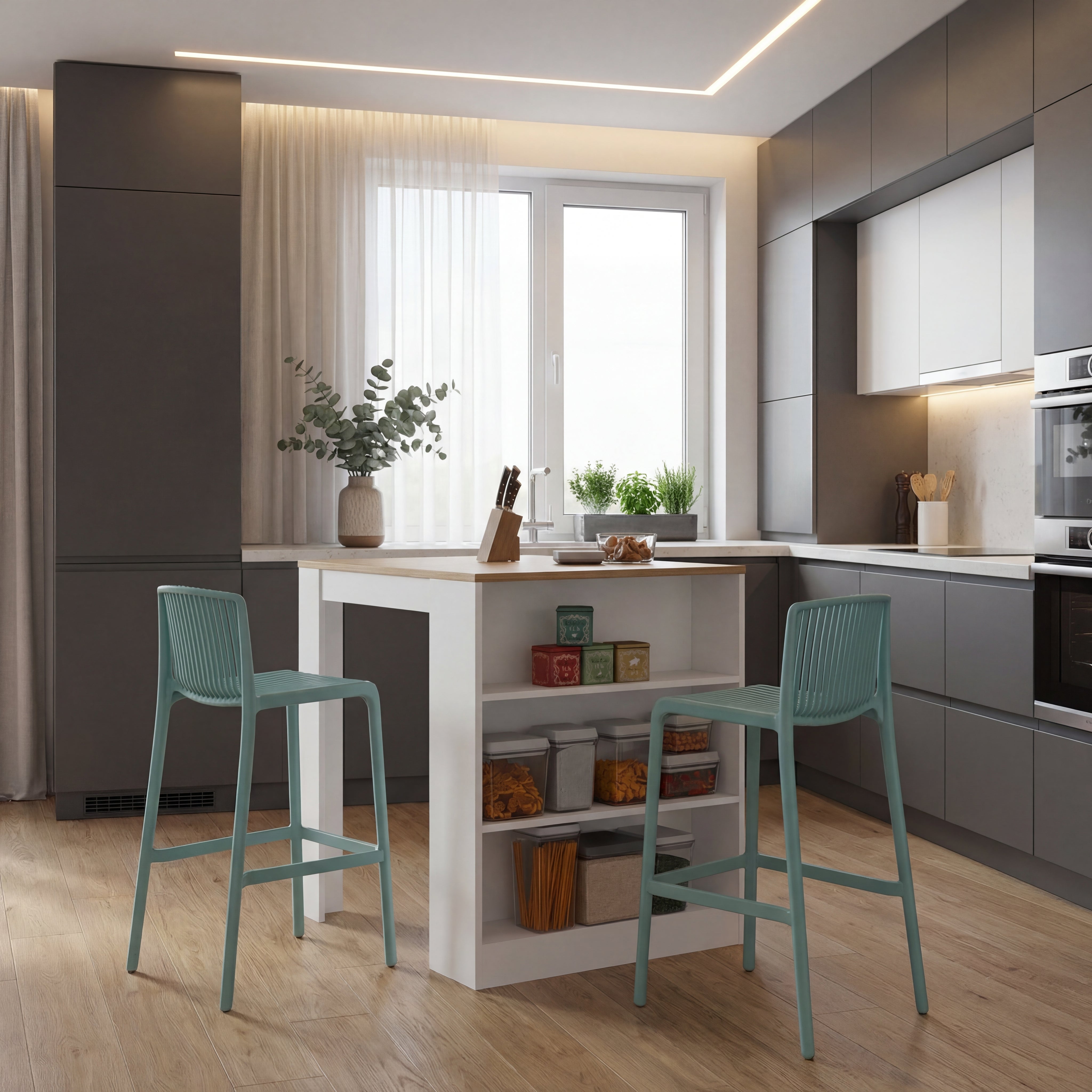 Combo de cocina Lufa, Incluye Barra de Cocina y 2 Sillas