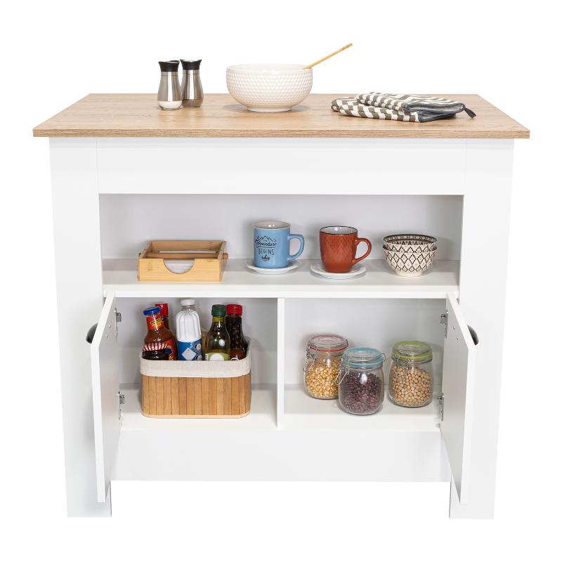 Barra de Cocina Arlet, Blanco y Macadamia, con amplios espacios de almacenamiento ZF