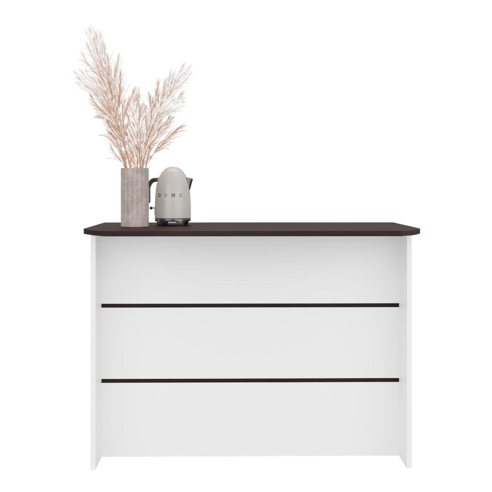 Barra de Cocina Diamante, Kronos Blanco y Kronos Nogal, Con Entrepaños ZF