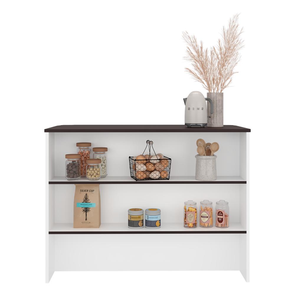 Barra de Cocina Diamante, Kronos Blanco y Kronos Nogal, Con Entrepaños ZF