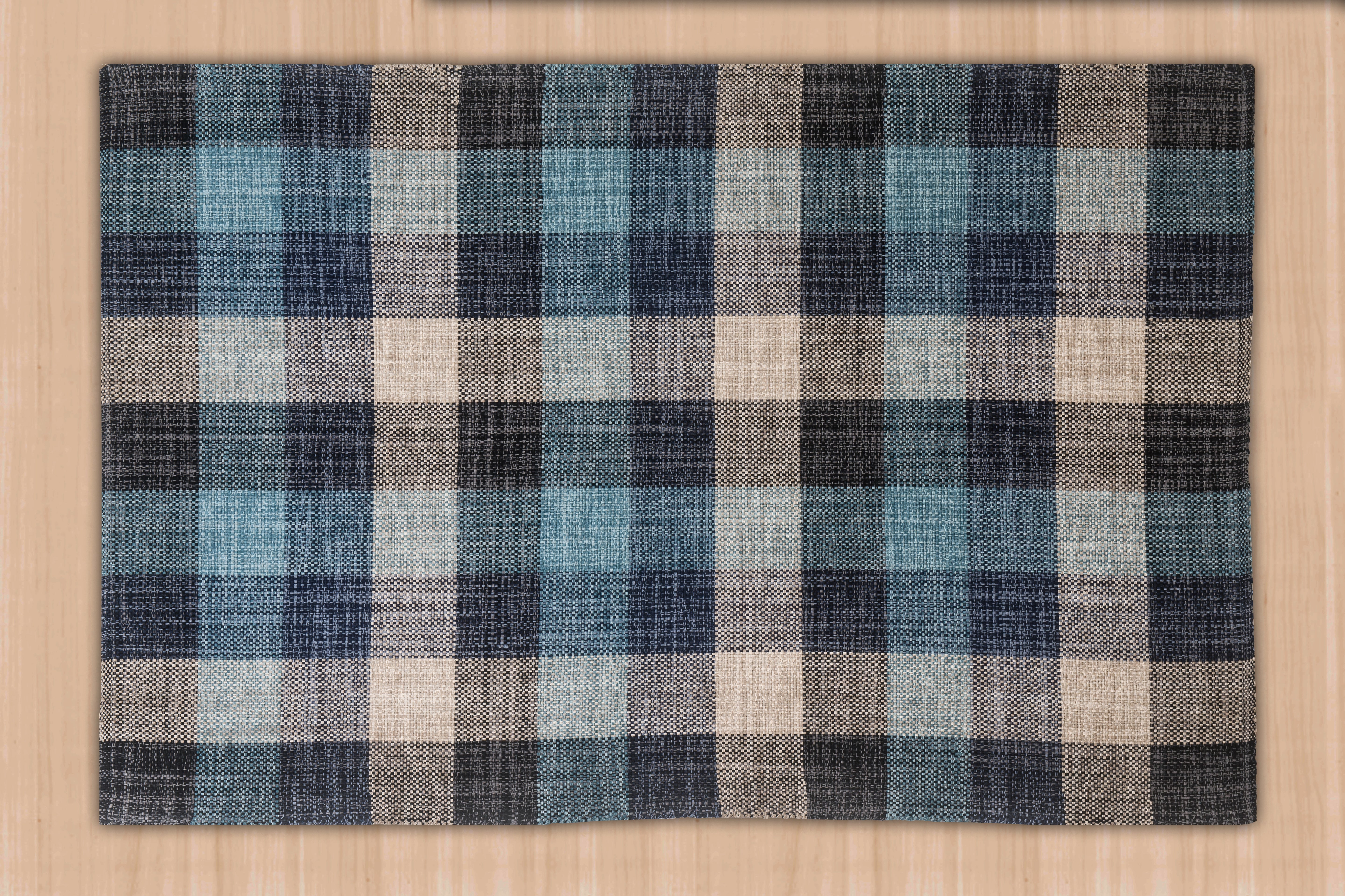 Alfombra Decoghar Ic15303 Multi Algodon Lana, Gris y Azul