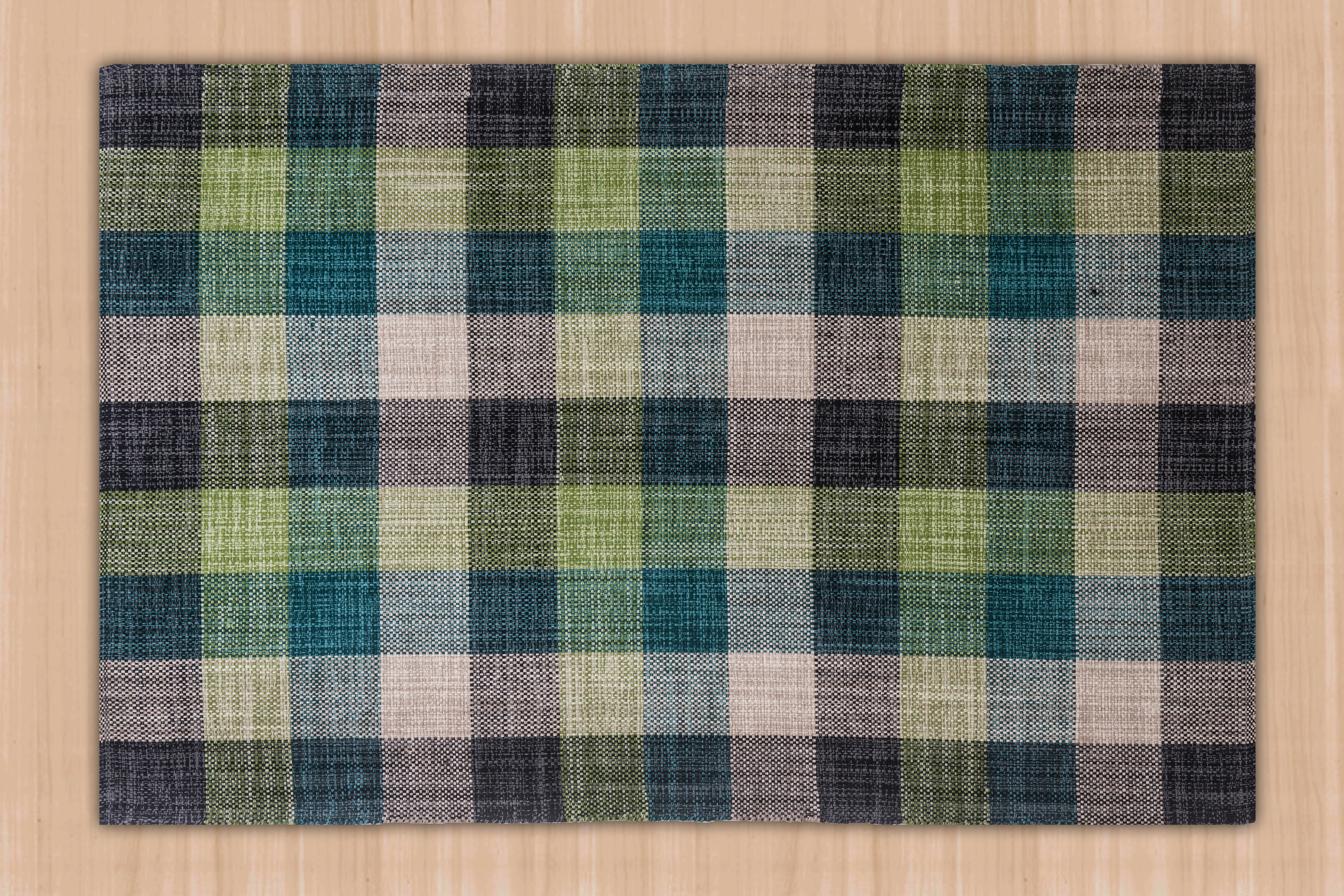 Alfombra Decoghar Ic15304  Algodon Lana Multi, Verde y Gris