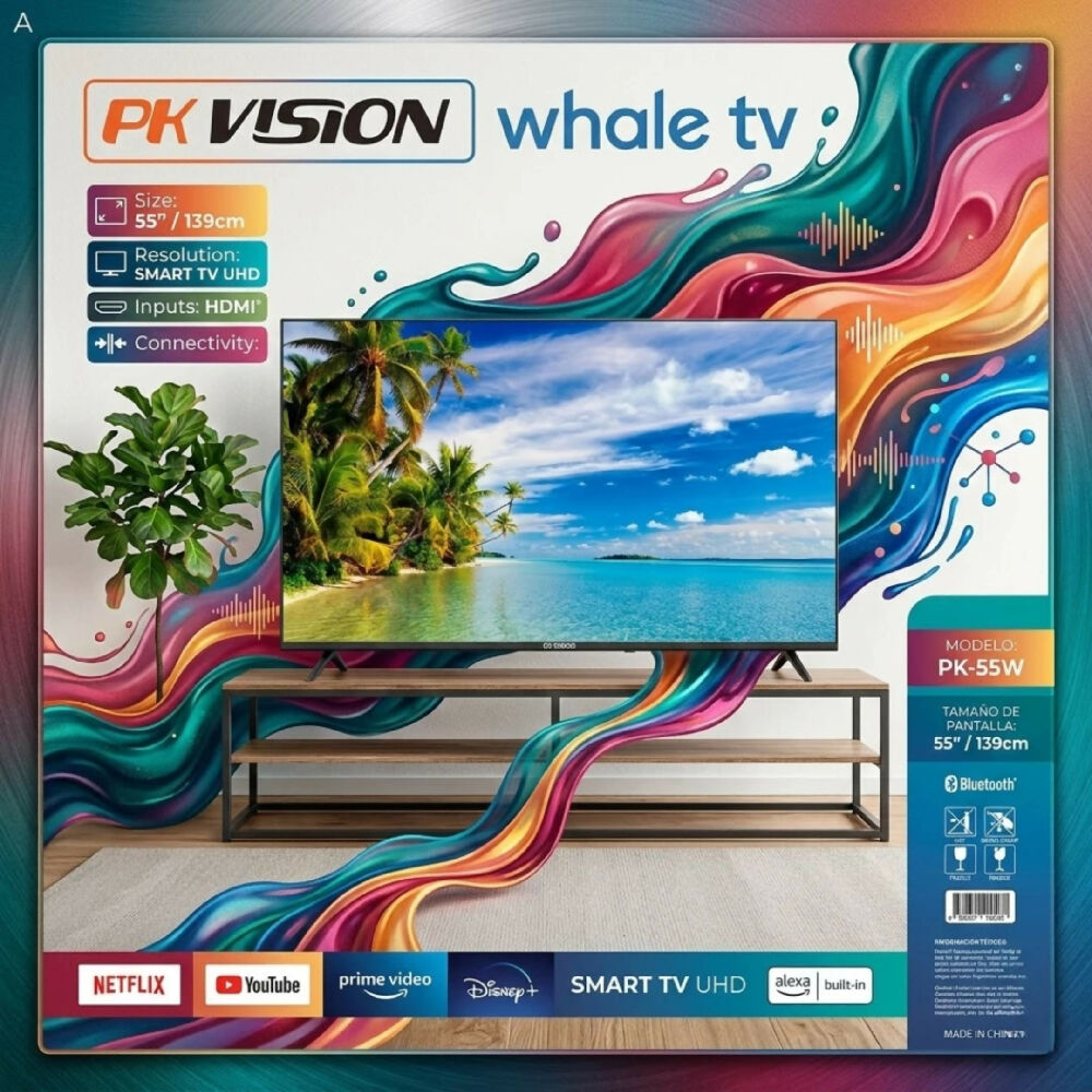 Televisor PK Vision 55 Pulgadas Smart TV Whale TV OS Resolución 4K Ultra HD