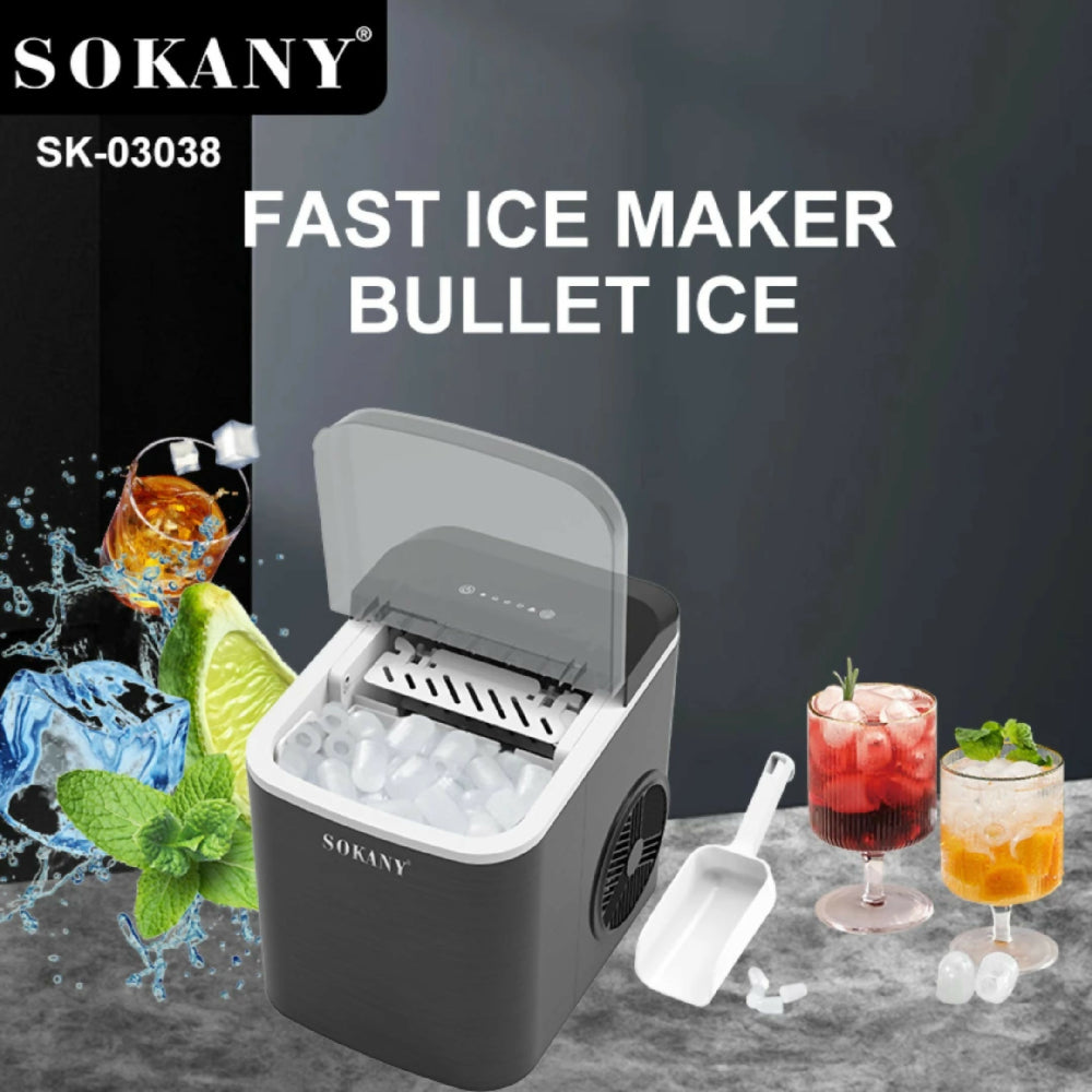 Máquina Para Hacer Hielo Sokany SK-03038 Portátil Producción Rápida