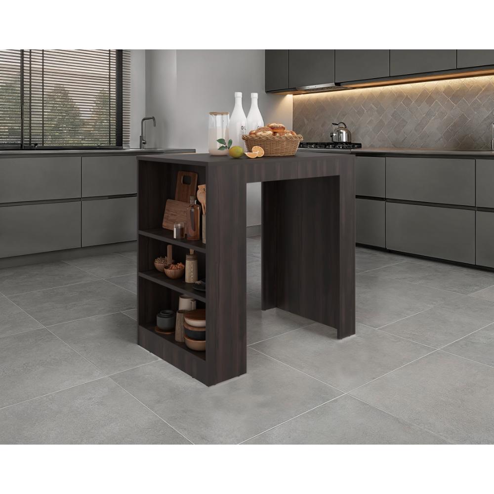 Barra de Cocina Portre, Kronos Nogal, con Amplia Superficie En La Mesa ZF