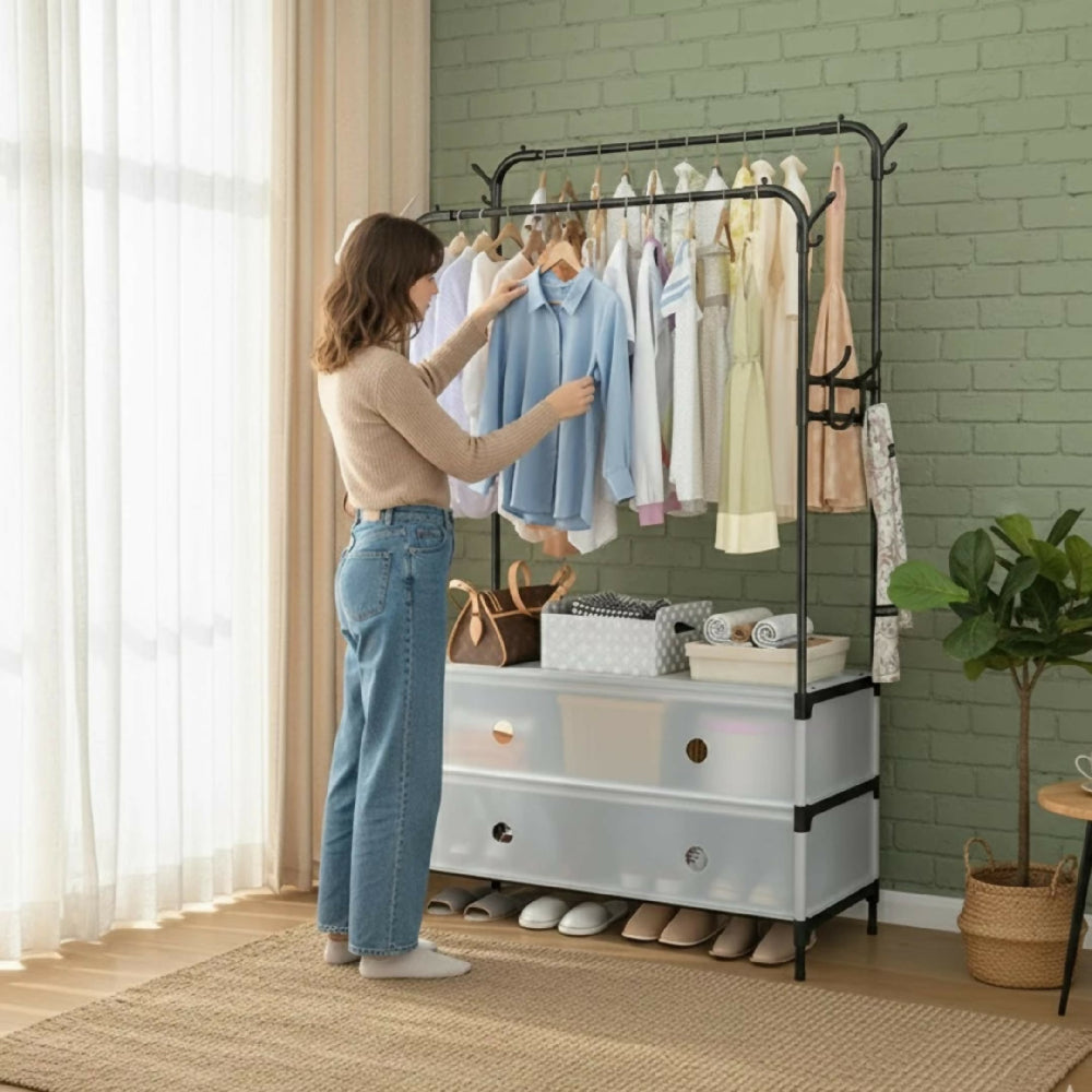 Zapatero Perchero Doble De Lujo 83cm Con Base Para Zapatos Y Colgador De Bolsos