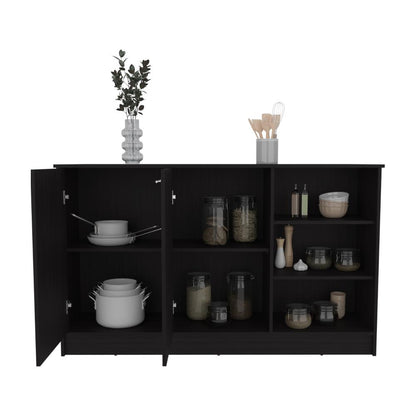 Barra de Cocina Ginger, Wengue, contiene tres entrepaños para guardar objetos de cocina ZF