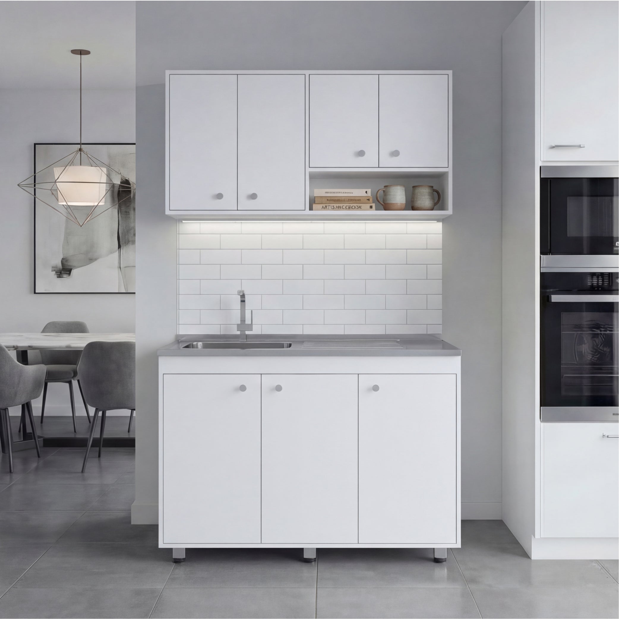 Cocina Completa Napoleon, Kronos Blanco, Incluye Módulo Superior con Dos Puertas Abatibles y Módulo Inferior con Tres Puertas Abatibles ZF