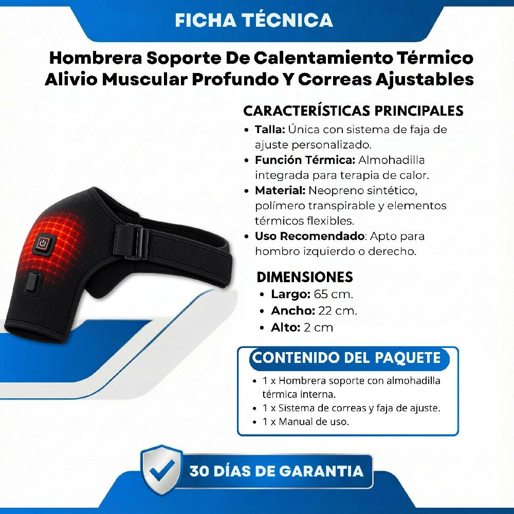 Hombrera Soporte De Calentamiento Térmico Alivio Muscular Profundo Y Correas Ajustables