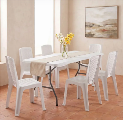 Combo Banquetero, 1 Mesa Banquetera, 6 Sillas Eterna con Brazos Wengue