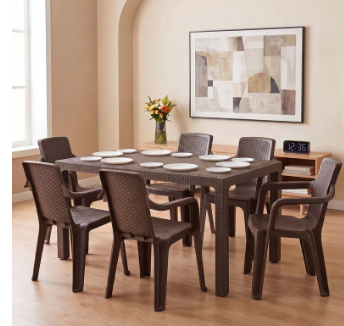 Combo Comedor Familiar Lotus (1 Mesa + 6 Sillas sin Brazos) Wengue