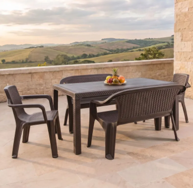 Combo Comedor Familiar Eterna (1 Mesa + 2 Sillas con Brazos + 2 Sillas Dobles) Wengue