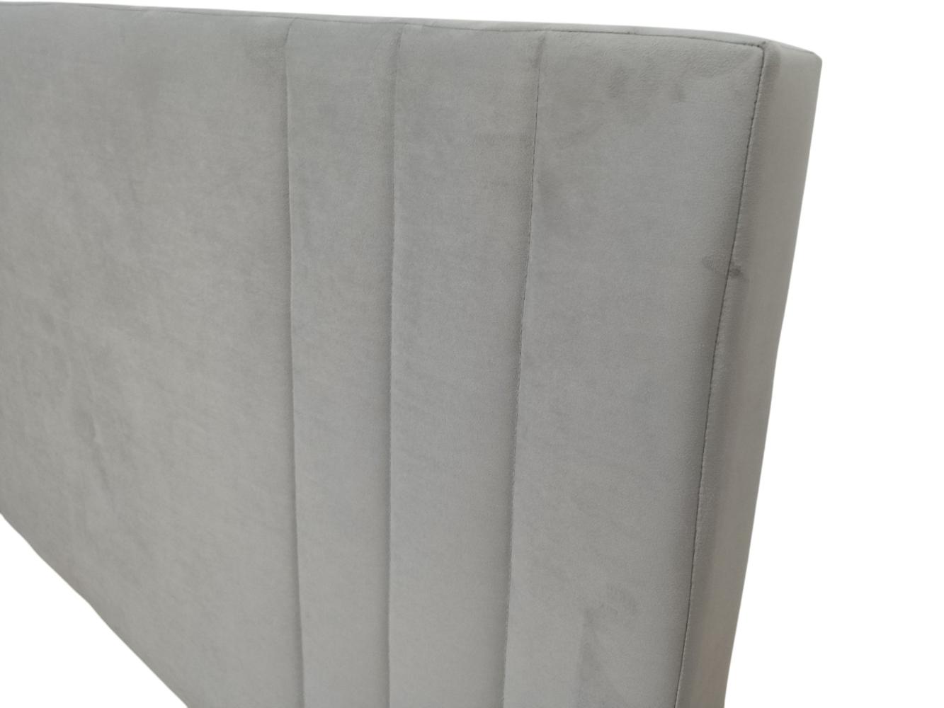Cama Doble Majestic, Gris Claro, Madera roble tapizada