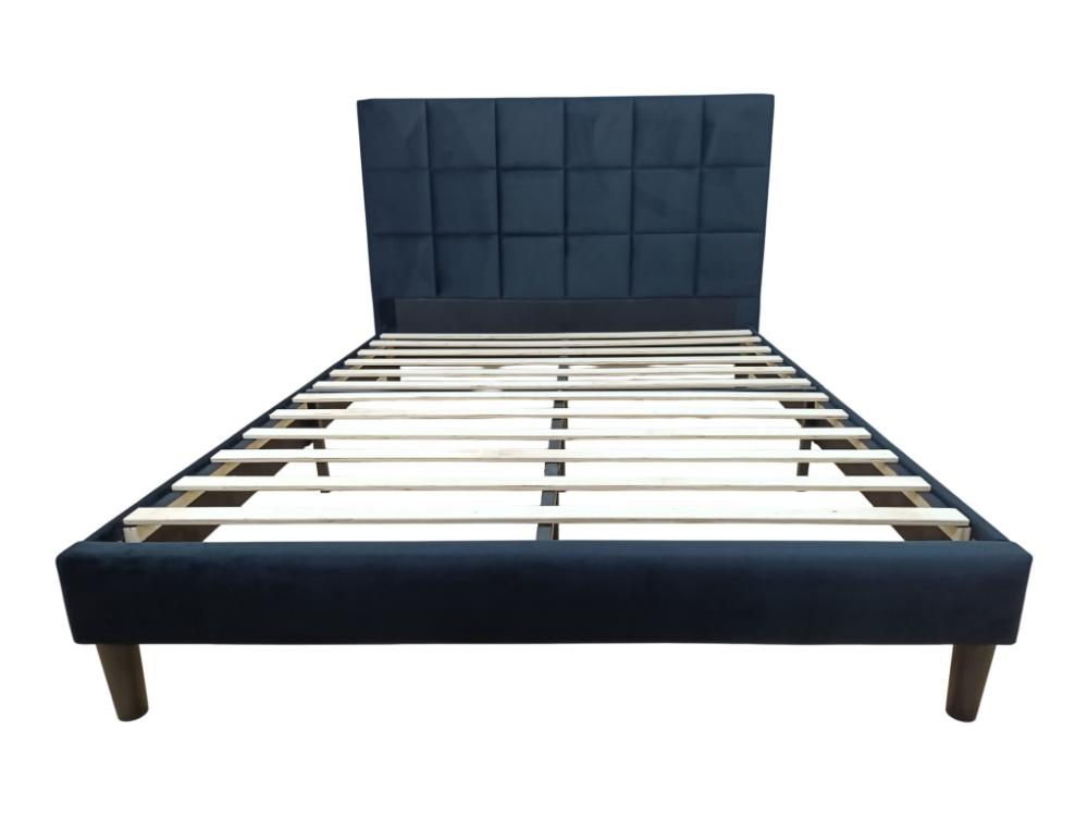Cama Doble Vertex, Negro, Madera roble tapizada