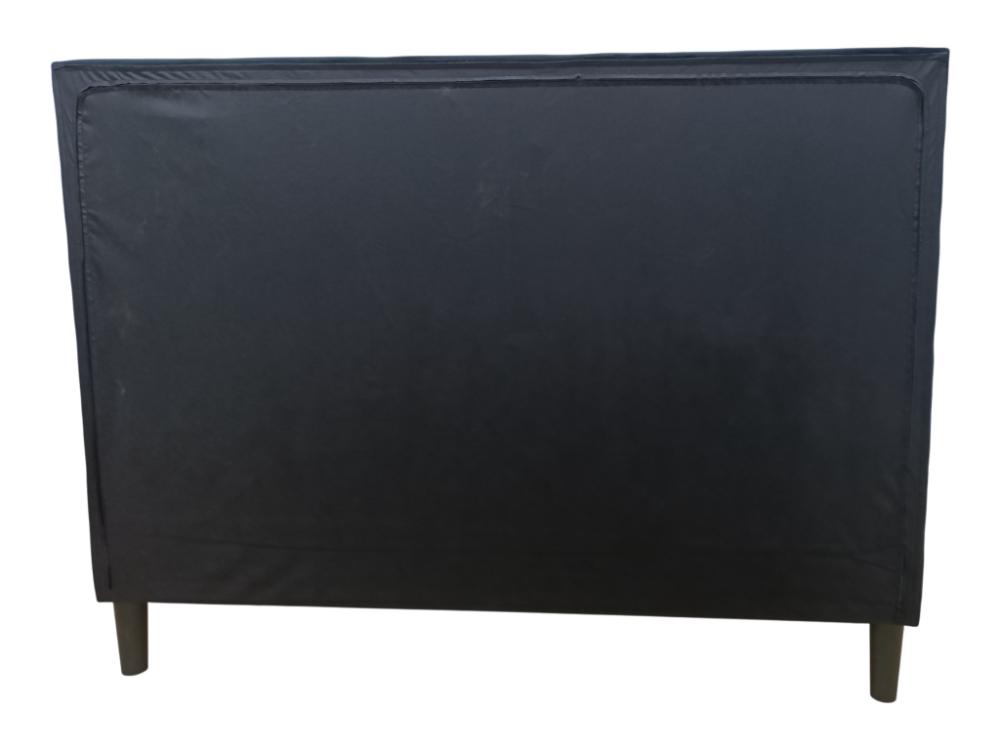 Cama Doble Vertex, Negro, Madera roble tapizada