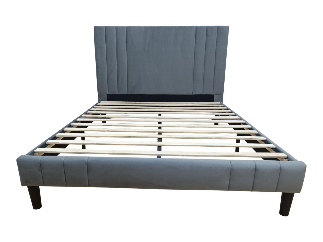 Cama Doble Majestic, Gris Oscuro, Madera roble tapizada