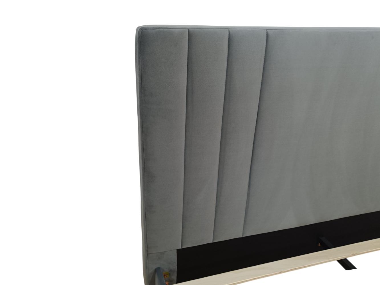 Cama Doble Majestic, Gris Oscuro, Madera roble tapizada