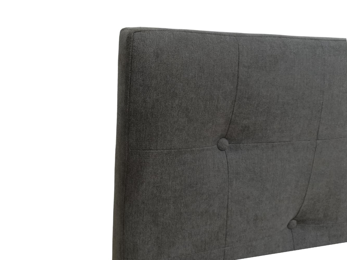 Cama Doble Imperial, Gris Oscuro, Madera roble tapizada