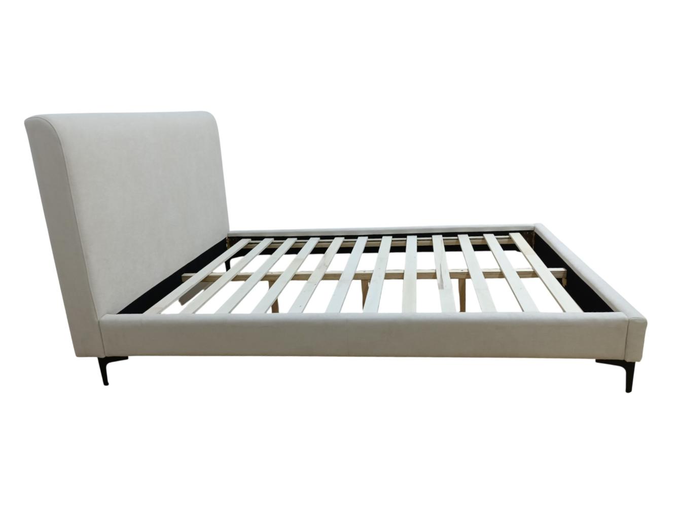 Cama Doble Prisma, Blanco, Madera roble tapizada