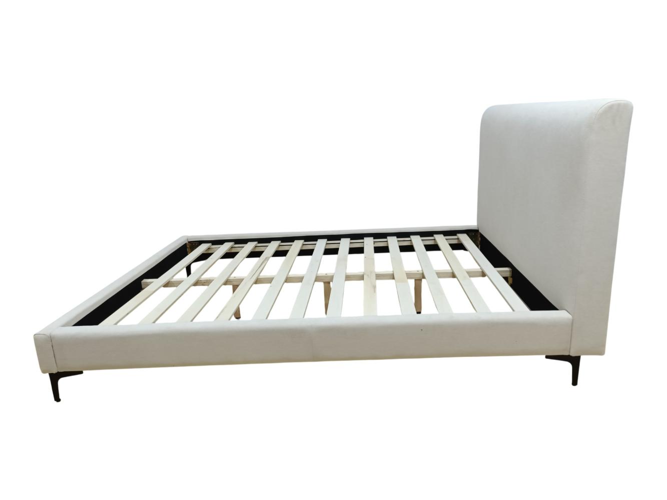 Cama Doble Prisma, Blanco, Madera roble tapizada