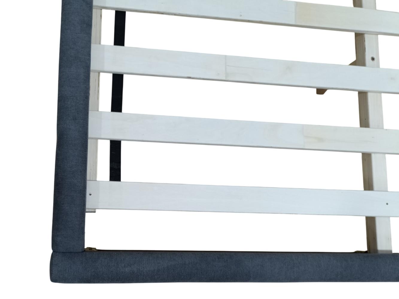 Cama Doble Prisma, Gris Oscuro, Madera roble tapizada