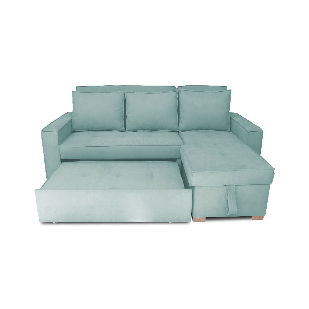 Esquinero Baúl Marsella Multifuncional Reclinable Derecho Menta + Cojines Decorativos